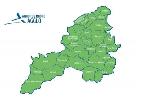 Carte d'Annonay Rhône Agglo et de ses 29 communes